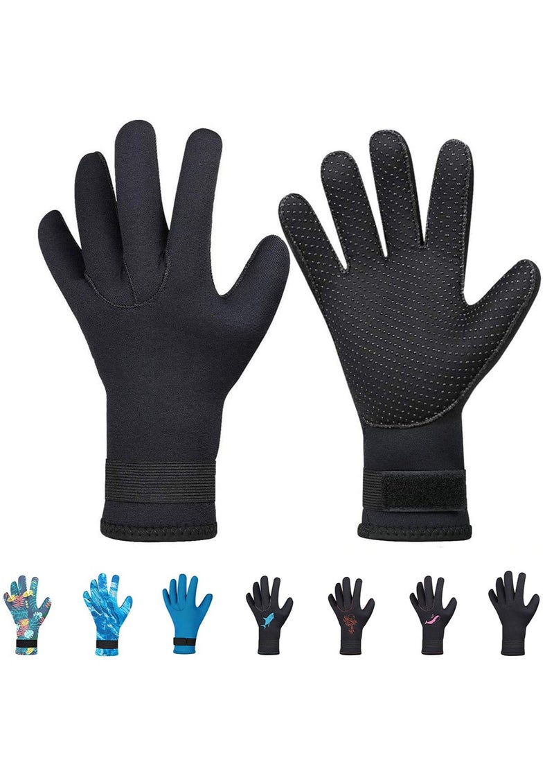 SYOSI Diving Gloves, 5Mm Neoprene Gloves, Waterproof Warm Diving Gloves With Adjustable Velcro, Anti-Slip Water Gloves For Women Men For Diving, Surfing, Kayaking, Snorkeling, Sailing (Black, L)  - Image 1