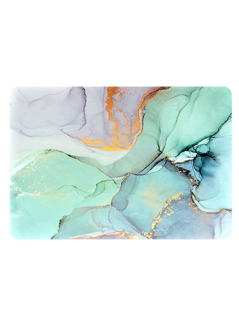 أمم حافظة صلبة بتصميم أمريكي غطاء لوحة مفاتيح واقي للشاشة متوافق مع ماك بوك نيو اير 13 بوصة مع شاشة شبكية العين ومعرف اللمس موديل ايه 1932 إصدار 2018/2019 رخام أخضر ملون - Image 5