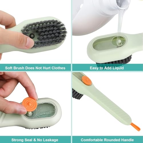 GLUN® Soap Dispensing Cleaning Brush with Handle, Scrubbing Reusable Washing Shoe Brush for Shoes (Pack of 2) - Image 5