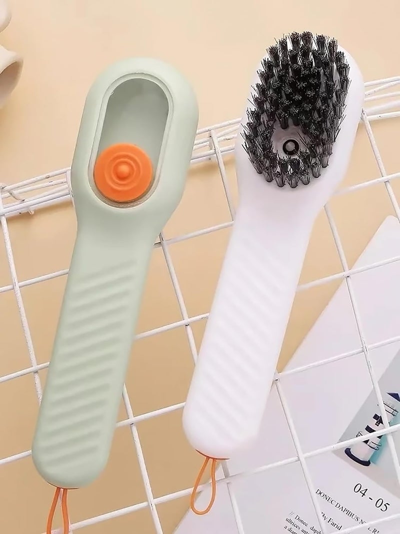 GLUN® Soap Dispensing Cleaning Brush with Handle, Scrubbing Reusable Washing Shoe Brush for Shoes (Pack of 2) - Image 3
