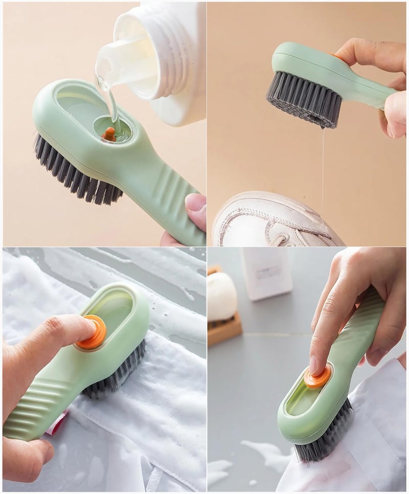 GLUN® Soap Dispensing Cleaning Brush with Handle, Scrubbing Reusable Washing Shoe Brush for Shoes (Pack of 2) - Image 2