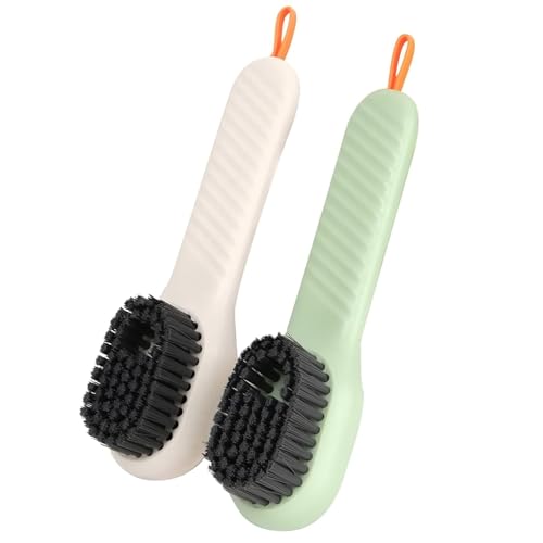 GLUN® Soap Dispensing Cleaning Brush with Handle, Scrubbing Reusable Washing Shoe Brush for Shoes (Pack of 2) - Image 1