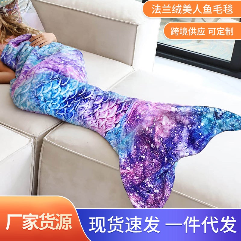 Factory Mermaid Tail Children'S Sleeping Bag Mermaid Blanket Baby Kick-Proof Flannel Children'S Blanket - Image 2