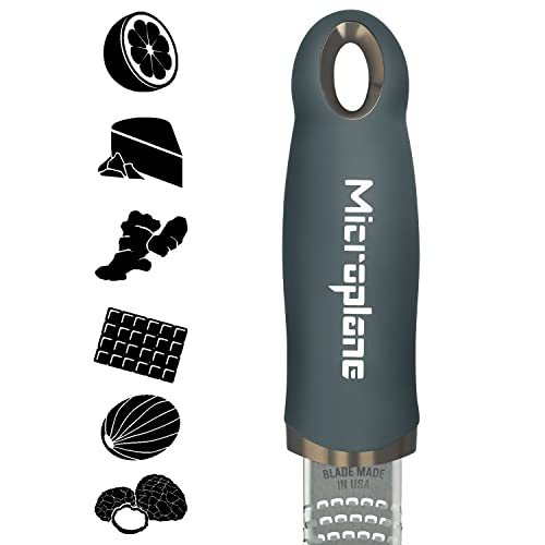 Microplane Premium Zester Grater in After Dark Gray | Lemon Zester tool, Hard Cheese & Vegetable Grater | For Citrus, Parmesan Cheese, Garlic, Ginger, Nutmeg | Fine Stainless Steel Blade, Made in USA - Image 2