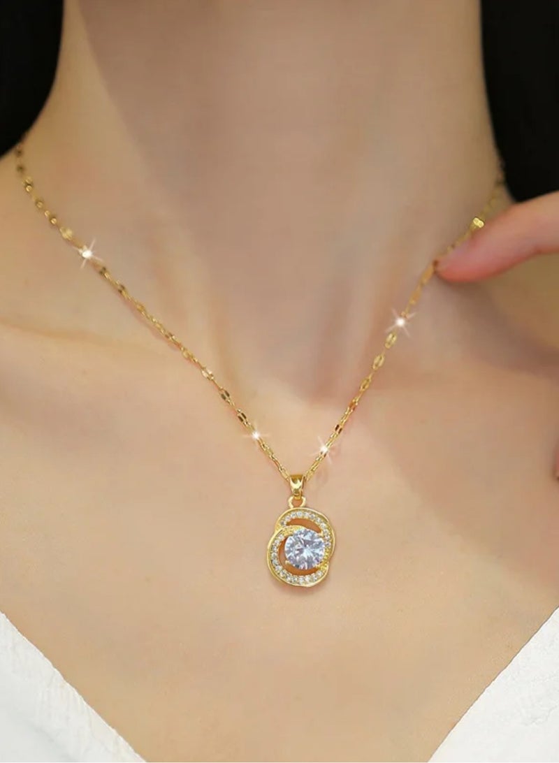 Equal Stainless Steel Gold Plated Necklace For Women - Image 1