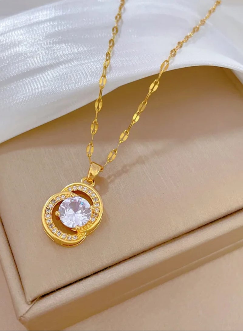 Equal Stainless Steel Gold Plated Necklace For Women - Image 3