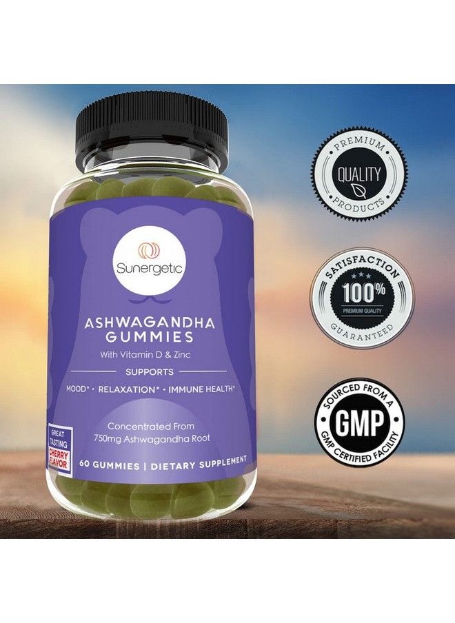 Sunergetic - Premium Ashwagandha Gummies Ashwagandha Supplement With 750 Mg Ashwagandha Root Per Gummy Ashwagandha Complex With Zinc & Vitamin D Supports Immune Health Mood & Relaxation 60 Gummies - Image 1