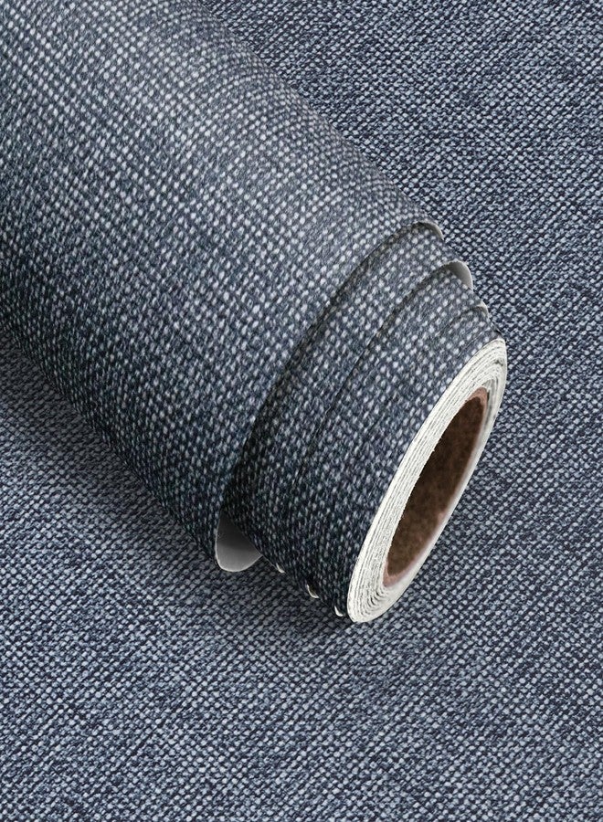lenify Grasscloth Peel and Stick Wallpaper Denim Blue Contact Paper 15.7inch x 118.1inch Textured Wallpaper Vintage Faux Linen Contact Paper Self Adhesive Removable Decorative Wallpaper for Cabinets - Image 1