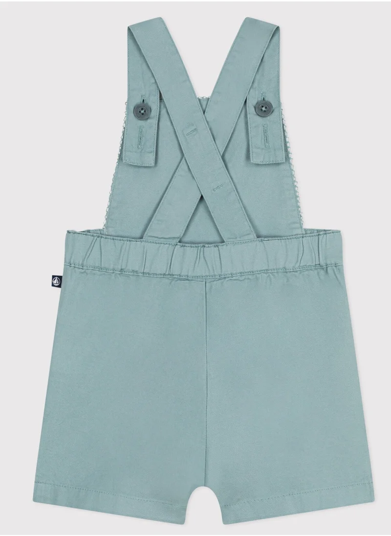 Petit Bateau Babies' short-legged plain cotton dungarees