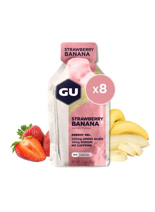 GU Energy Gel, Strawberry Banana Flavor, 1 Sachet, Fast-Acting Carbs & Electrolytes, Quick Energy Boost for Endurance, Pocket-Sized, Easy to Digest - Image 1