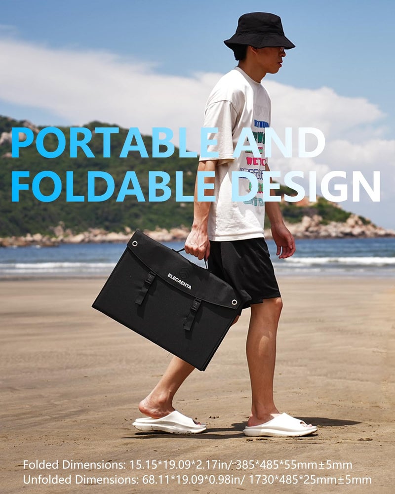 ELECAENTA لوحة شمسية محمولة ELECAENTA بقوة 120 واط لمحطة توليد الطاقة، تحويل عالي بنسبة 25%، 45 واط USB C QC 3.0 للهاتف المحمول والتابلت والكاميرا والطائرة بدون طيار، شاحن شمسي قابل للطي ETFE للأنشطة الخارجية والتخييم خارج الشبكة - Image 3