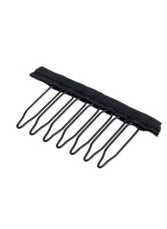 SWACC SWACC 100 Pcs Wig Combs for Making Wig Caps 7-teeth Metal Snap Steel Teeth with Cloth to secure wig no sew (Black, 7-Teeth Wip Comb)  - Image 2