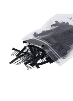 SWACC SWACC 100 Pcs Wig Combs for Making Wig Caps 7-teeth Metal Snap Steel Teeth with Cloth to secure wig no sew (Black, 7-Teeth Wip Comb)  - Image 1