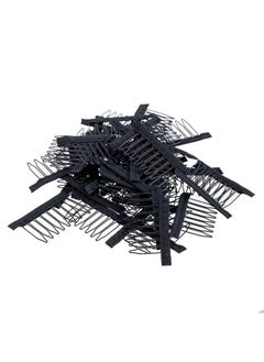 SWACC SWACC 100 Pcs Wig Combs for Making Wig Caps 7-teeth Metal Snap Steel Teeth with Cloth to secure wig no sew (Black, 7-Teeth Wip Comb)  - Image 5