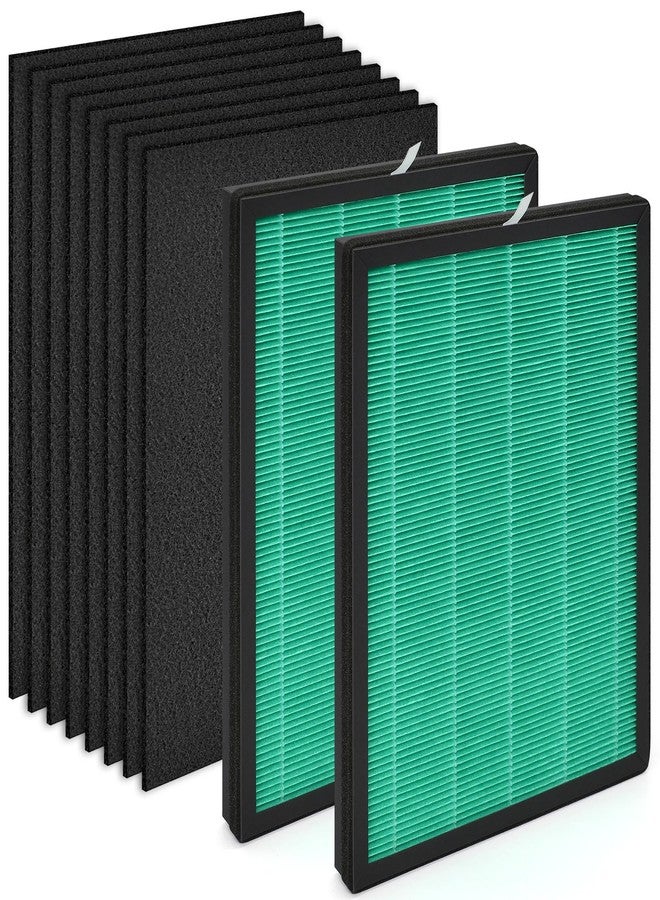 HSIAMEN Replacement Filter Compatible with Coway Airmega 150 Air Purifier, Compared to Part AP-1019C-FP, 2 H13 True HEPA with 8 Carbon Pre-filter, Green 2-Pack - Image 1