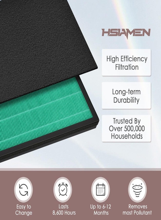 HSIAMEN Replacement Filter Compatible with Coway Airmega 150 Air Purifier, Compared to Part AP-1019C-FP, 2 H13 True HEPA with 8 Carbon Pre-filter, Green 2-Pack - Image 5