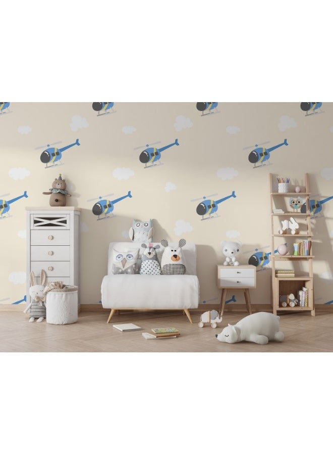 Home Gallery The Background Of The Helicopter Floating In The Sky  Fabric Wallpaper Covers An Area ​​Up To 4.2Mx3M With Adhesive  And Smoothing Tool  - Image 1