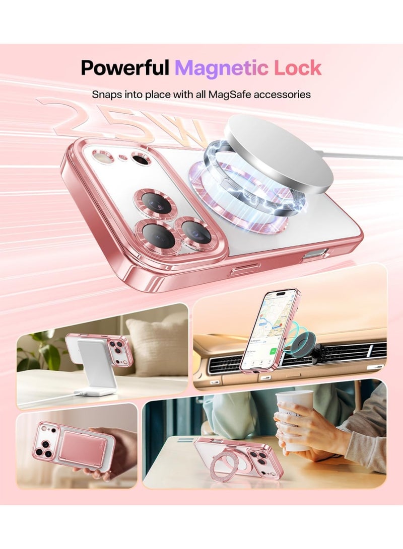 iPhone 17 Pro Max Case Cover, [Glitter Card ] [Compatible with MagSafe] [2X HD Screen Protectors] Surround Raised Lens Protection for 17 ProMax Phone Cover, Rose Gold - Image 5