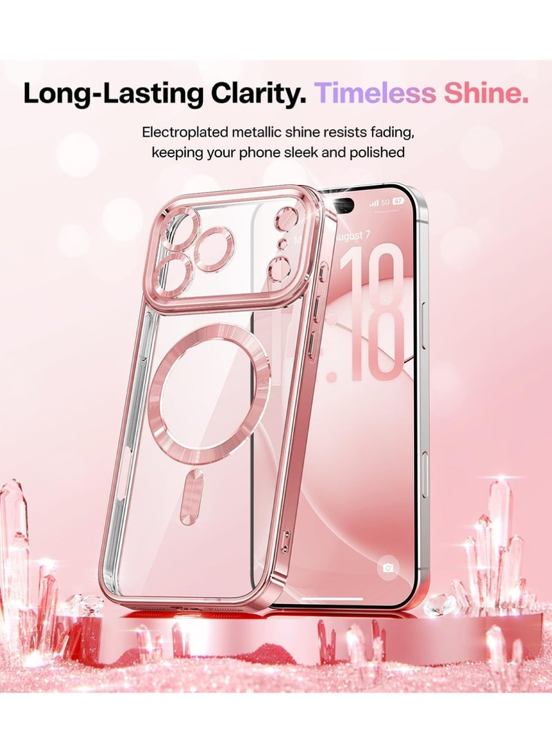 iPhone 17 Pro Max Case Cover, [Glitter Card ] [Compatible with MagSafe] [2X HD Screen Protectors] Surround Raised Lens Protection for 17 ProMax Phone Cover, Rose Gold - Image 2