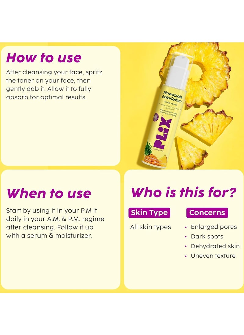 PLIX THE PLANT FIX Pineapple PHA 3% Alcohol Free Face Toner (150ml) | Pore Tightening & Mild Exfoliation for Oily, Acne Prone, Sensitive & Normal Skin | Hydrating Face Toner for Glowing Skin  - Image 4
