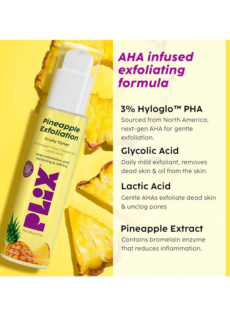 PLIX THE PLANT FIX Pineapple PHA 3% Alcohol Free Face Toner (150ml) | Pore Tightening & Mild Exfoliation for Oily, Acne Prone, Sensitive & Normal Skin | Hydrating Face Toner for Glowing Skin  - Image 2