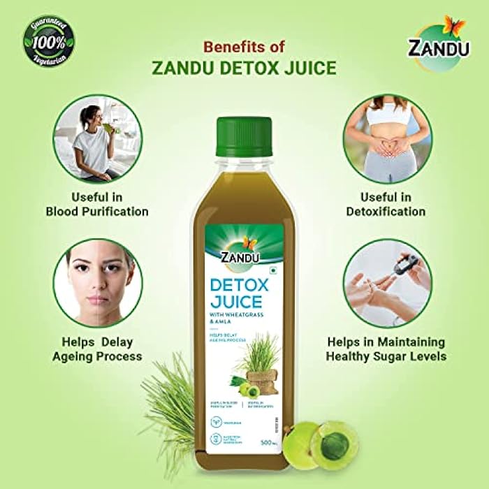 Zandu Detox Juice 500ml, Rich in Vitamin C, Helps with Body Detox and Blood Purification, 100% Ayurvedic and Natural - Image 4