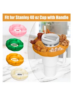 Excefore Snack Bowl for Stanley 40 oz Cup with Handle, Snack Tray on Top for Stanley Cup Accessories, Reusable Silicone Snack Ring for Tumbler, Gifts for Women, 40 oz, orange  - Image 2