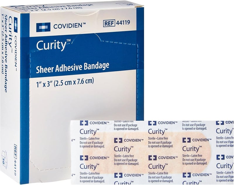 Curity Kendall Healthcare 6844119 Sheer Adhesive Bandage 1" X 3" - Box of 50