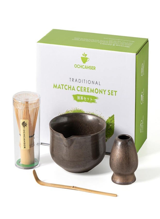 Ochcahser Matcha Set, Japanese Tea Set Includes Matcha Bowl with Spout, Matcha Whisk Holder (chasen), Bamboo Matcha Whisk and Bamboo Scoop, Ceramic Matcha Kit for Tea Lovers - Image 1