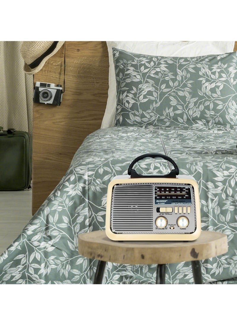 Generic - Retro Radio with Bluetooth, FM AM SW Kitchen Radio Retro Battery Radio Portable Nostalgia Radio Supports USB/TF/AUX Function, Torch for Household Emergencies - Image 1