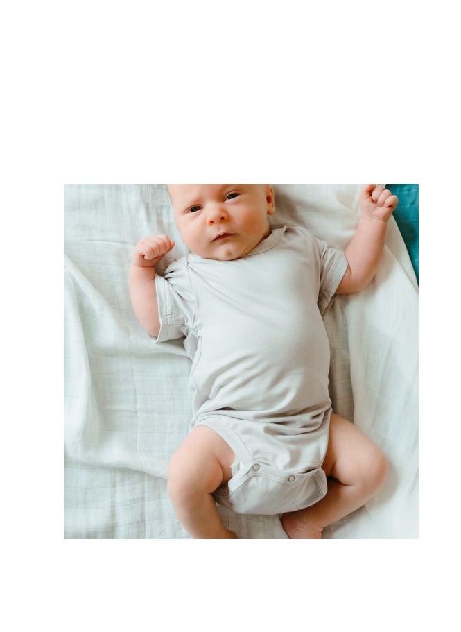 Anvi Baby Set of 3 Organic Bamboo Spandex Bodysuit- Gift set 3-6m	Blue/White/ Dark Green  - Image 3