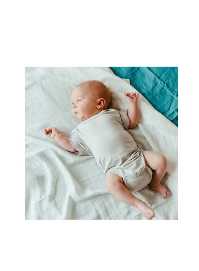 Anvi Baby Set of 3 Organic Bamboo Spandex Bodysuit- Gift set 3-6m	Blue/White/ Dark Green