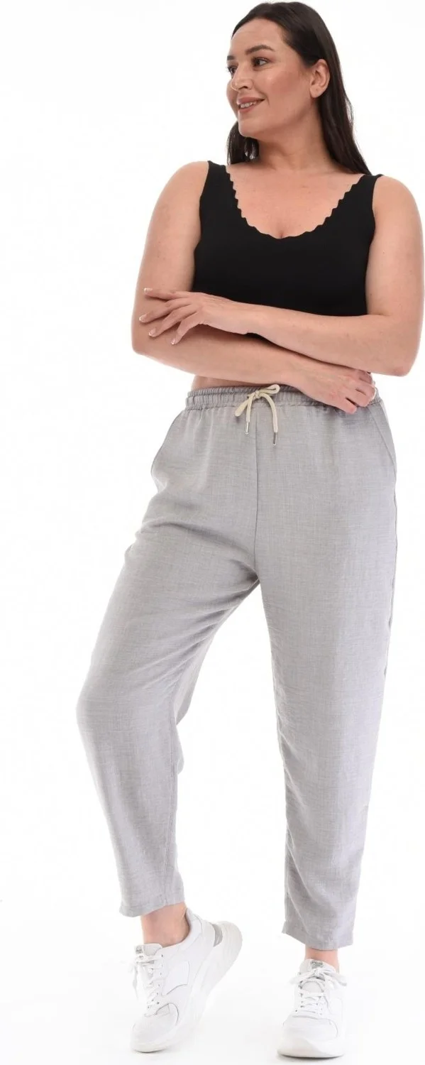 سيدي دينيم Women's Plus Size Synthetic Linen High Waist Elastic Skinny Leg Mom Pants C611