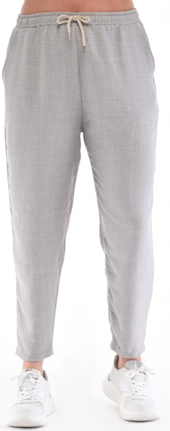 سيدي دينيم Women's Plus Size Synthetic Linen High Waist Elastic Skinny Leg Mom Pants C611