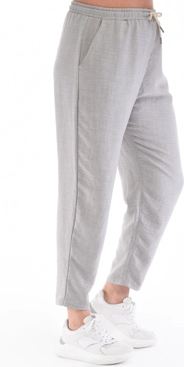 سيدي دينيم Women's Plus Size Synthetic Linen High Waist Elastic Skinny Leg Mom Pants C611