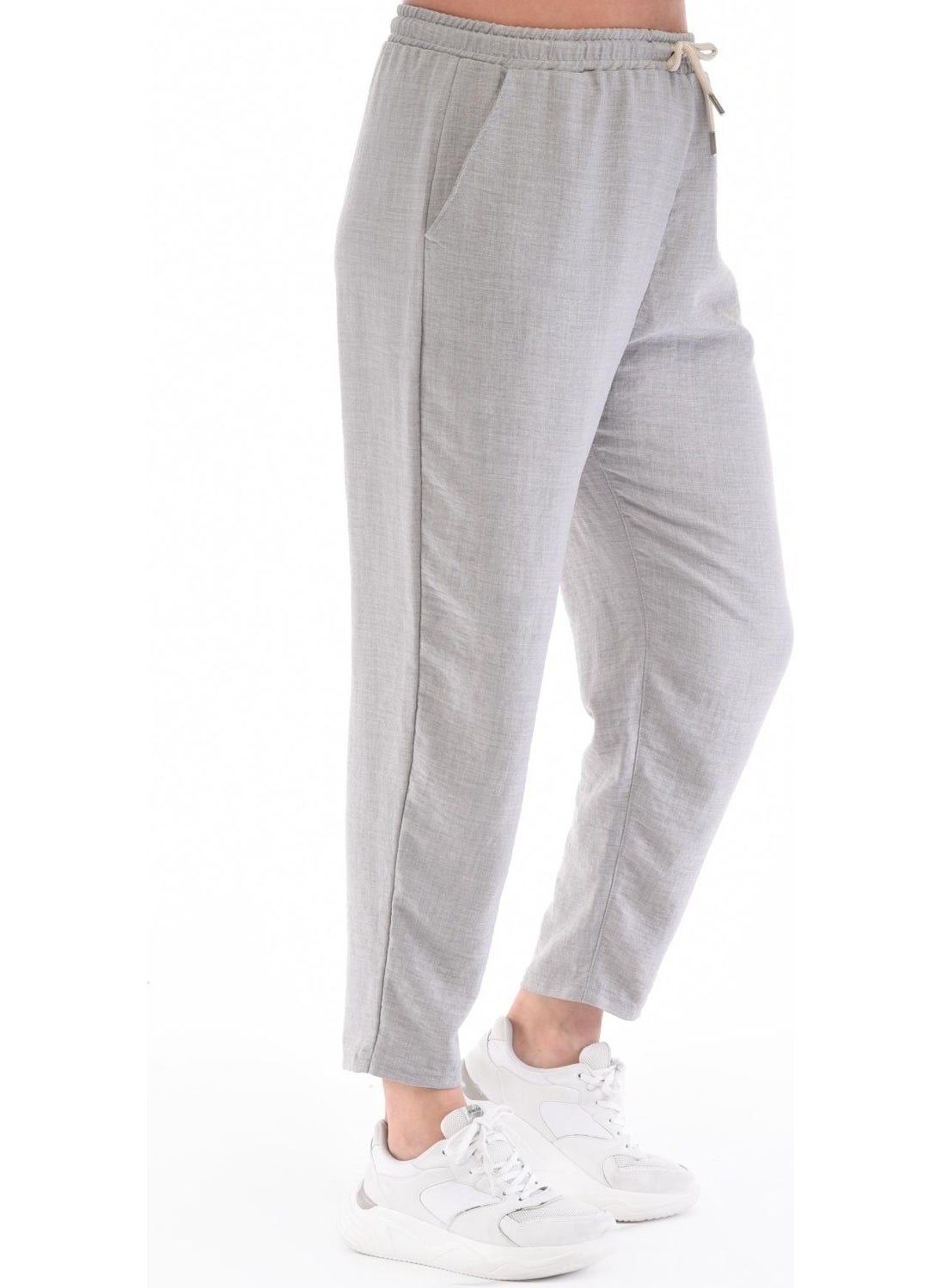 Cedy Denim - Women's Plus Size Synthetic Linen High Waist Elastic Skinny Leg Mom Pants C611 - Image 1