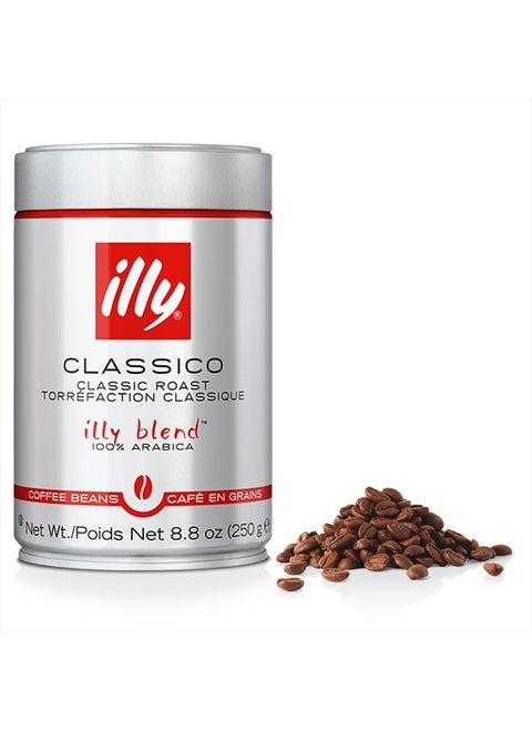 Classico Whole Bean Coffee, Medium Roast, Classic Roast With Notes Of Caramel, Orange Blossom And Jasmine, 100% Arabica Coffee, No Preservatives, 8.8 Ounce Can (Pack Of 1)
