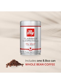 Illy Classico Whole Bean Coffee, Medium Roast, Classic Roast With Notes Of Caramel, Orange Blossom And Jasmine, 100% Arabica Coffee, No Preservatives, 8.8 Ounce Can (Pack Of 1)  - Image 2
