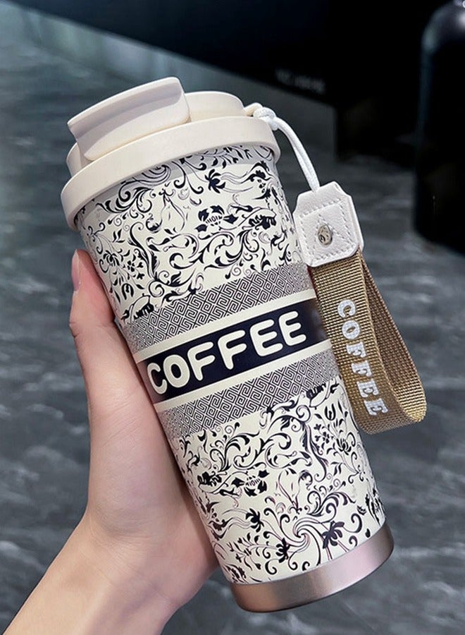 HOOPZOZA Travel Coffee Mug 17Oz/500ml Double-wall Vacuum Insulated Coffee Cup Stainless Steel Insulated Tumbler Tea Cup for Hot or Cold Brew Coffee Ideal Gift - Image 1