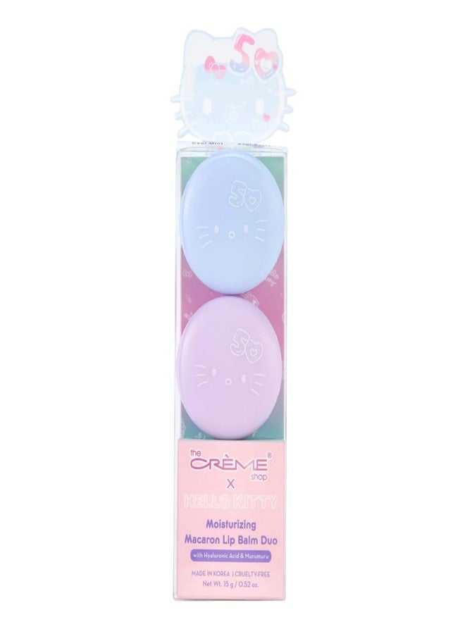 The Crème Shop x Hello Kitty Plumping Moisturizing Macaron Lip Balm, Hydrating Korean Lip Balm, 50th Year Anniversary Limited Edition Duo Lip Moisturizer in Cool Mint & Acai Berry, Korean Skin Care - Image 1
