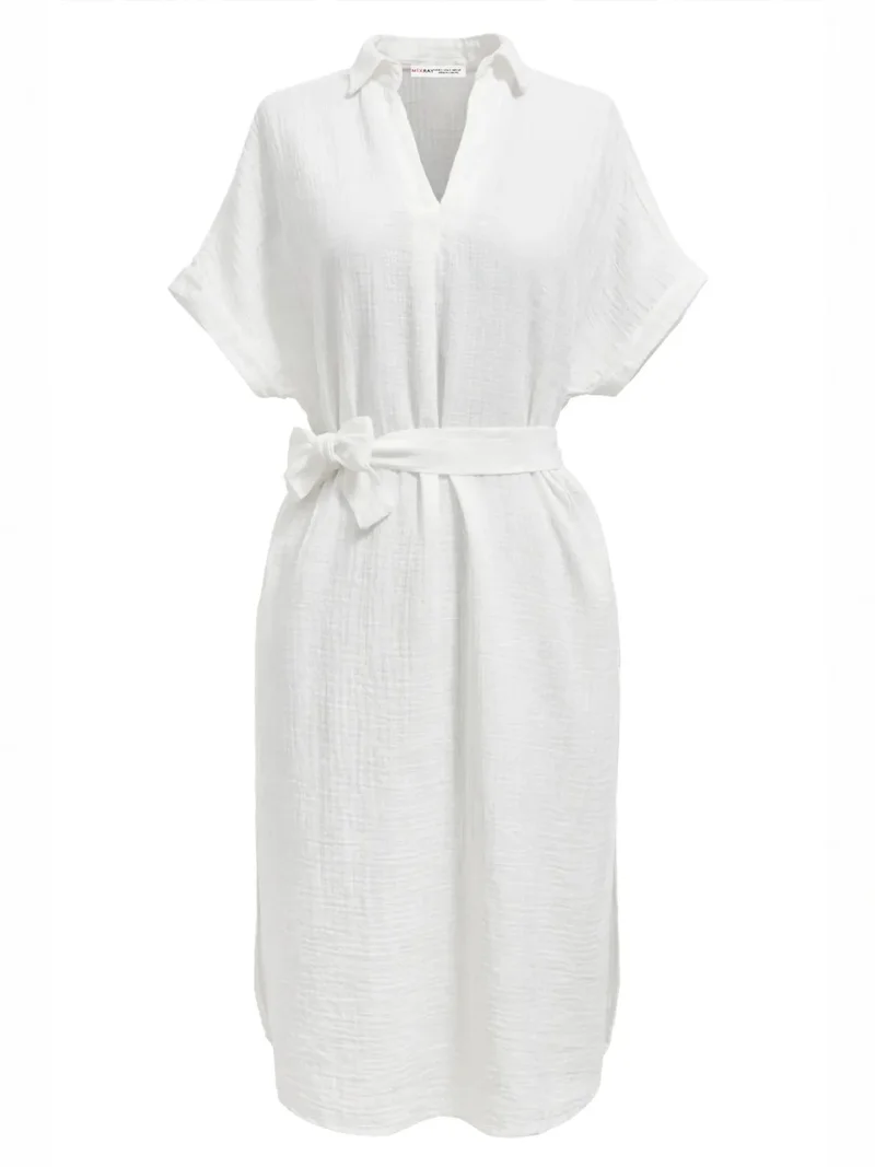 MixRay Mixray Belted Short-Sleeve Midi Dress