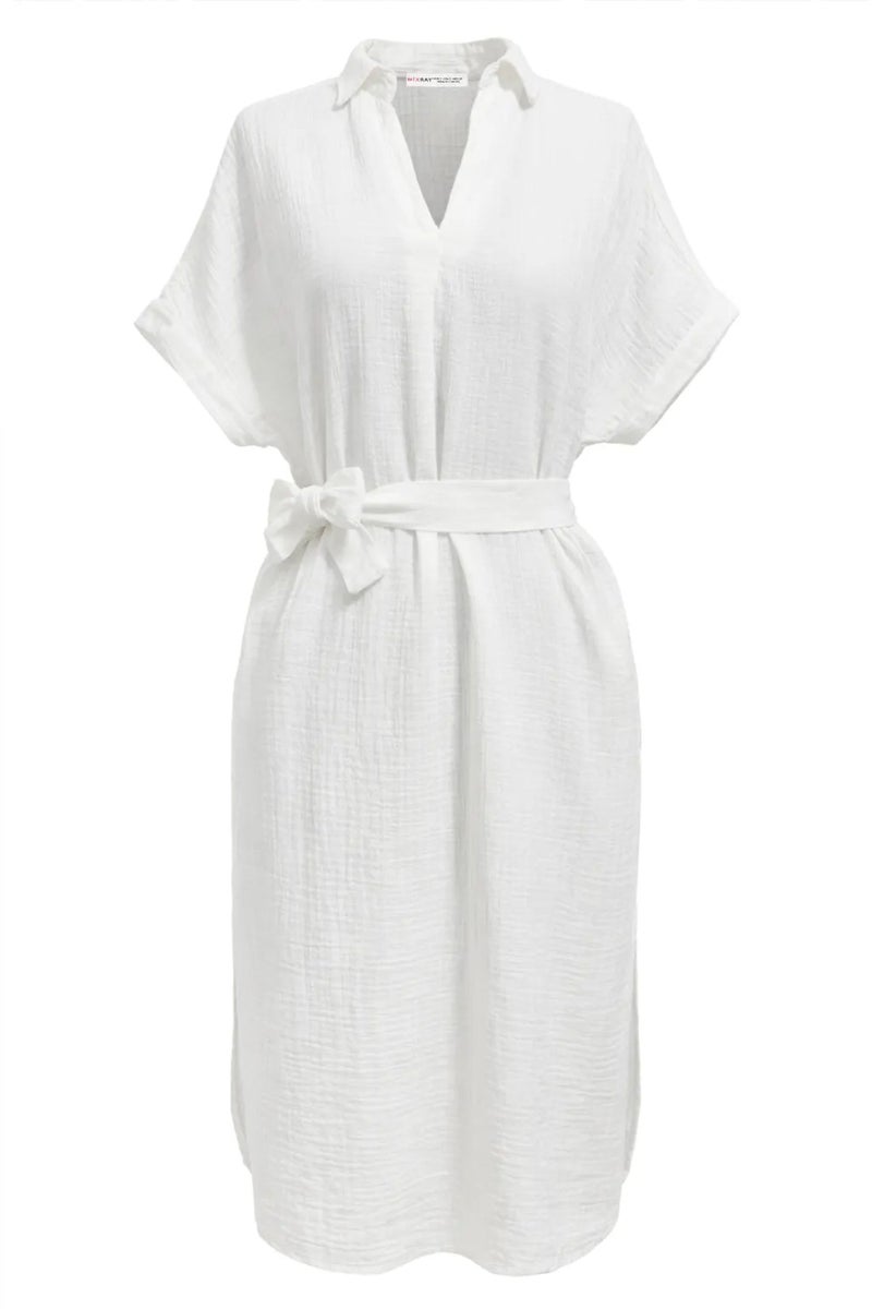 Mixray Belted Short-Sleeve Midi Dress - Image 1