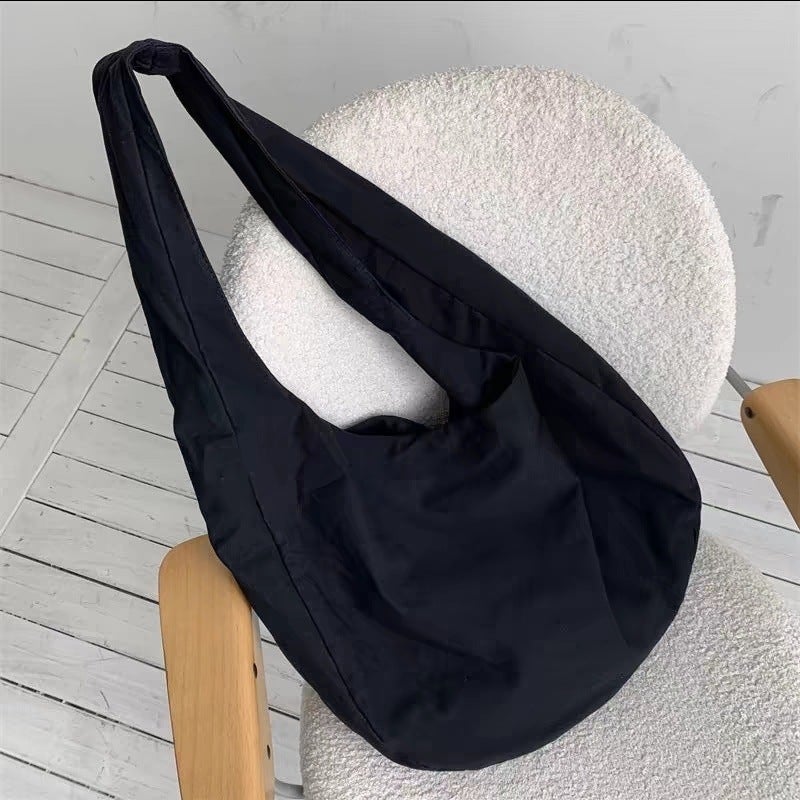 Korean Version New Simple Solid Color Bucket Canvas Bag Large Capacity Versatile Artistic Retro Single Shoulder Crossbody Bag Unisex Trendy - Image 5