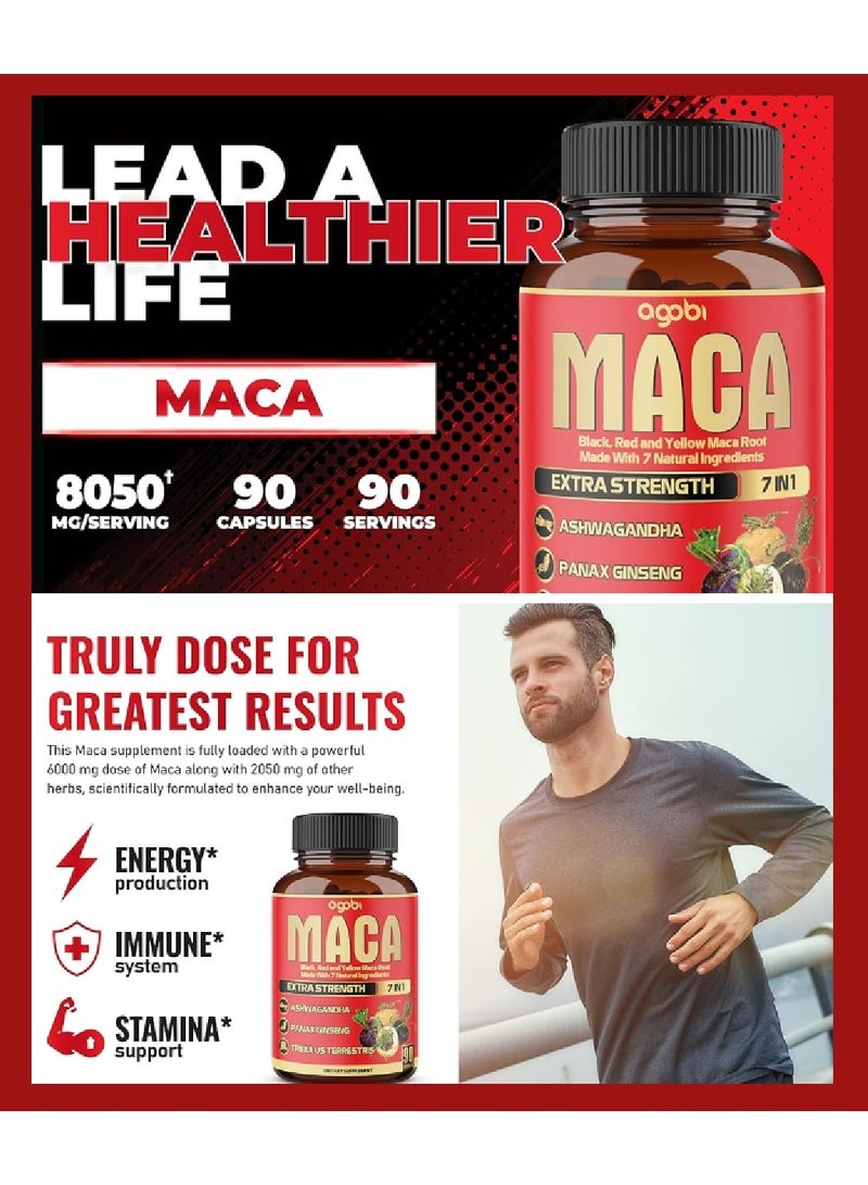 agobi Maca 7 In 1 Made With 7 Natural Ingredients 8050 MG Extra Strength - 90 Capsules - Image 3