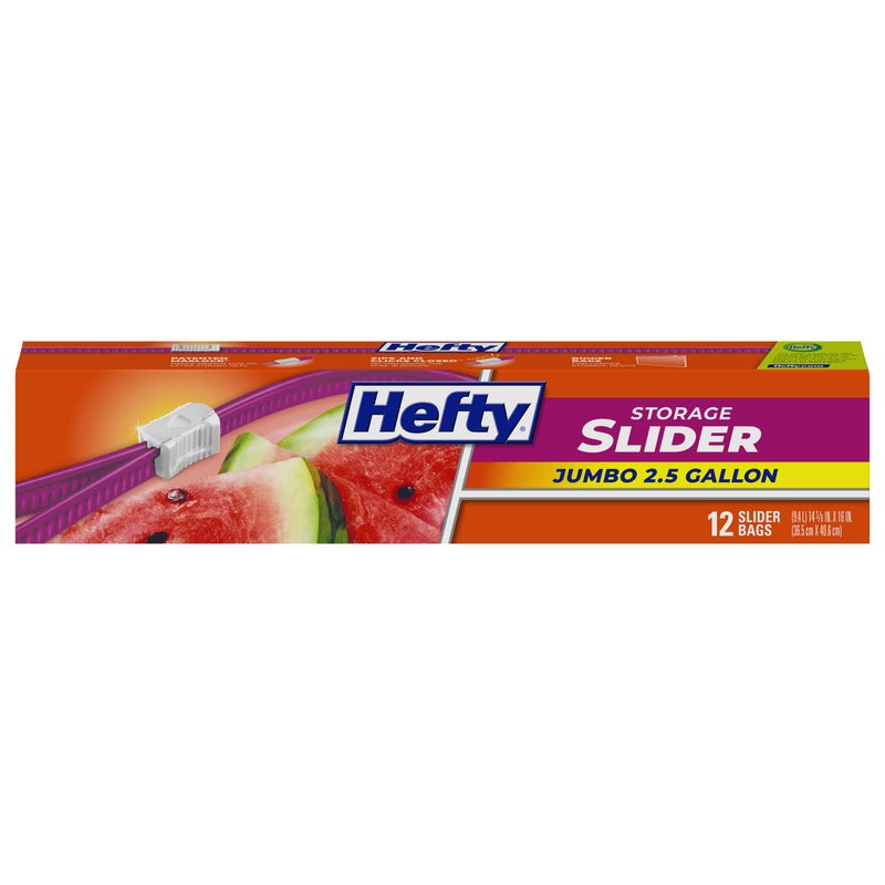 Hefty أكياس تخزين هيفتي سلايدر جامبو، بحجم 2.5 جالون، 12 قطعة - Image 1