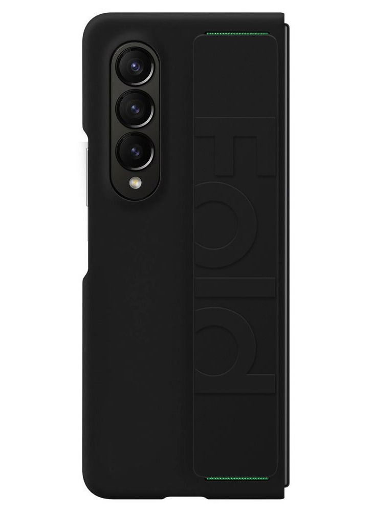 CATANES Samsung Galaxy Z Fold 4 Silicone Grip Cover Case with Wrist Strap Dark Black - Image 1