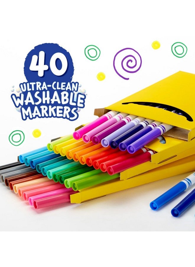 Crayola Ultra Clean Fine Line Washable Markers (40ct), Colored Markers for Kids, Fine Tip, Coloring Book Art Supplies, Gifts for Kids, 3+ - Image 3