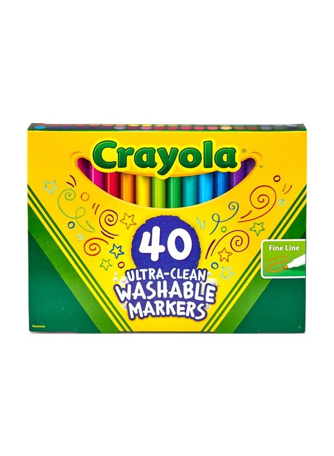 Crayola Ultra Clean Fine Line Washable Markers (40ct), Colored Markers for Kids, Fine Tip, Coloring Book Art Supplies, Gifts for Kids, 3+ - Image 4