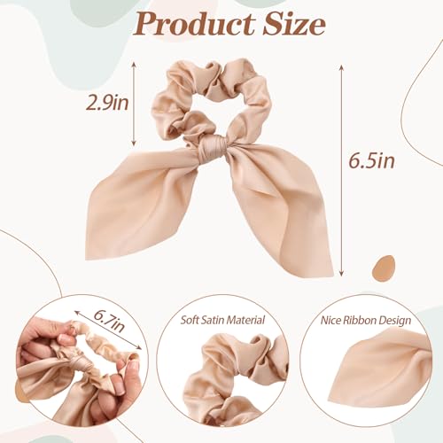 Glaudmeiss 6 PCS Small Silk Scrunchies, Hair Ties with Knotted Bows, Satin Hair Ribbons Elastic Hair Ties for Women Girls, Christmas Gifts - Image 4
