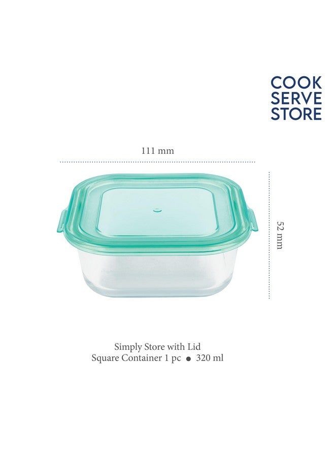 La Opala Cook Serve Store 100% Borosilicate Glass Storage Container | Simply Store with Lid | Square 320 ml | Microwave & Oven Proof | Dishwasher & Freezer Proof | Strong & Durable | Transparent - Image 2